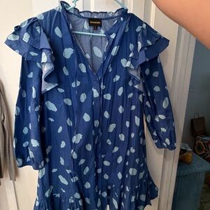 Sugarlips Navy Blue Polka Dot Ruffle Dress